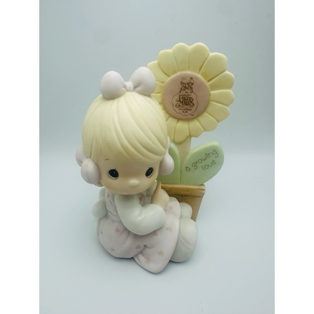 Precious Moments A Growing Love Girl Sunflower Porcelain Figurine 1987 E-0008